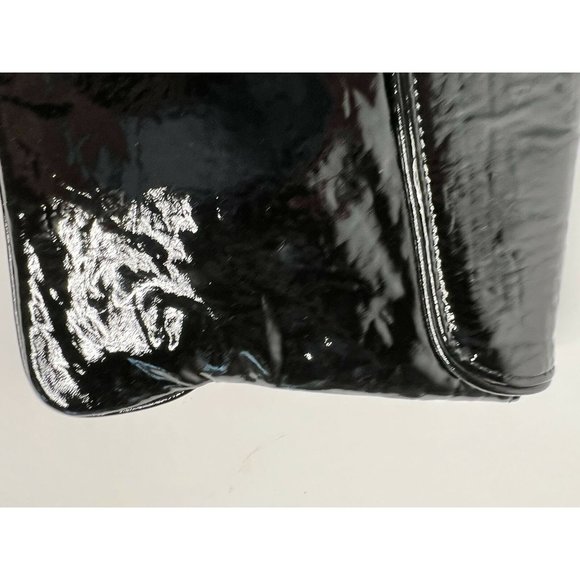 Lauren Merkin Womens Clutch Handbag Black Leather Snap Button M - Picture 4 of 12